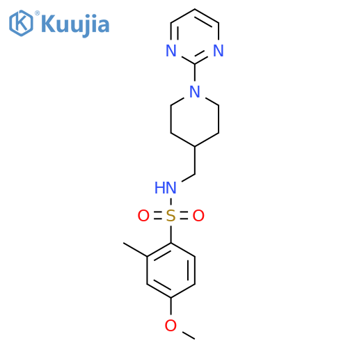 4-methoxy-2-methyl-N-{1-(pyrimidin-2-yl)piperidin-4-ylmethyl}benzene-1-sulfonamide structure