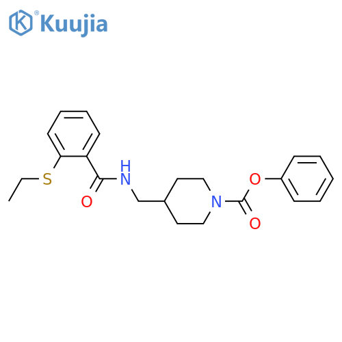 phenyl 4-({2-(ethylsulfanyl)phenylformamido}methyl)piperidine-1-carboxylate structure