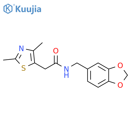 N-(2H-1,3-benzodioxol-5-yl)methyl-2-(2,4-dimethyl-1,3-thiazol-5-yl)acetamide structure