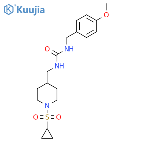 3-{1-(cyclopropanesulfonyl)piperidin-4-ylmethyl}-1-(4-methoxyphenyl)methylurea structure