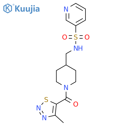 N-{1-(4-methyl-1,2,3-thiadiazole-5-carbonyl)piperidin-4-ylmethyl}pyridine-3-sulfonamide structure