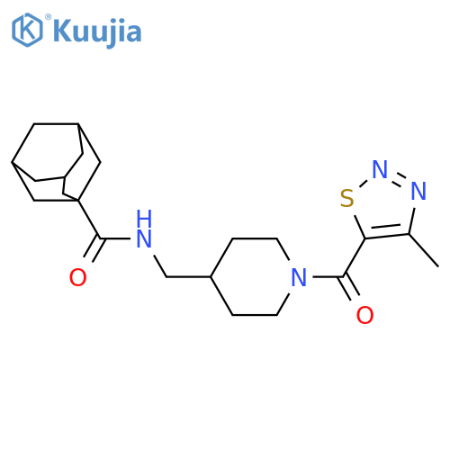 N-{1-(4-methyl-1,2,3-thiadiazole-5-carbonyl)piperidin-4-ylmethyl}adamantane-1-carboxamide structure