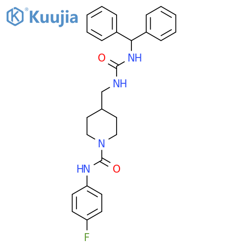 4-({(diphenylmethyl)carbamoylamino}methyl)-N-(4-fluorophenyl)piperidine-1-carboxamide structure