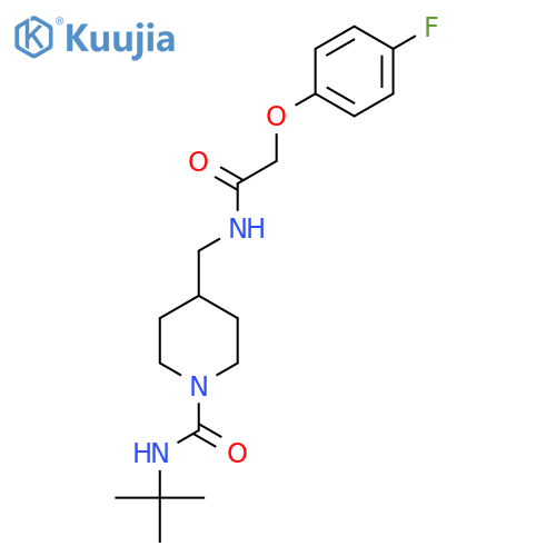 N-tert-butyl-4-{2-(4-fluorophenoxy)acetamidomethyl}piperidine-1-carboxamide structure
