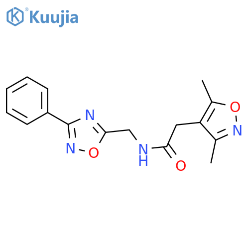 2-(3,5-dimethyl-1,2-oxazol-4-yl)-N-(3-phenyl-1,2,4-oxadiazol-5-yl)methylacetamide structure