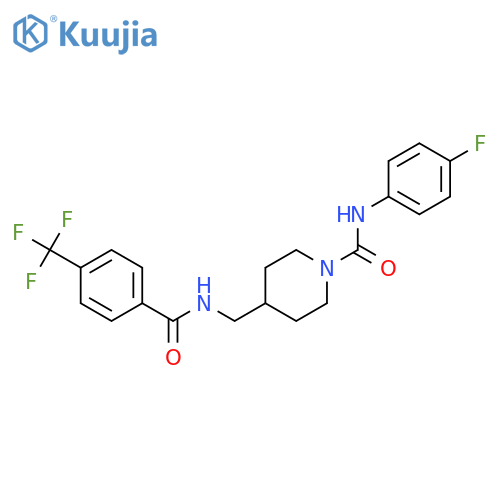 N-(4-fluorophenyl)-4-({4-(trifluoromethyl)phenylformamido}methyl)piperidine-1-carboxamide structure