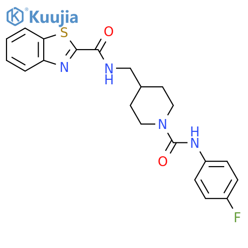 N-({1-[(4-fluorophenyl)carbamoyl]piperidin-4-yl}methyl)-1,3-benzothiazole-2-carboxamide structure