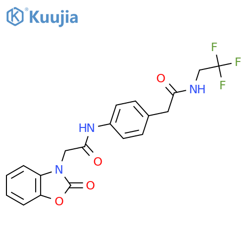 2-{4-2-(2-oxo-2,3-dihydro-1,3-benzoxazol-3-yl)acetamidophenyl}-N-(2,2,2-trifluoroethyl)acetamide structure