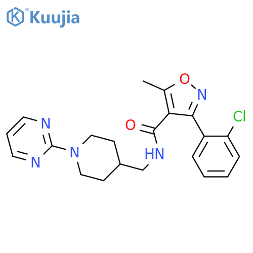 3-(2-chlorophenyl)-5-methyl-N-{[1-(pyrimidin-2-yl)piperidin-4-yl]methyl}-1,2-oxazole-4-carboxamide structure