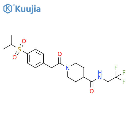 1-{2-4-(propane-2-sulfonyl)phenylacetyl}-N-(2,2,2-trifluoroethyl)piperidine-4-carboxamide structure