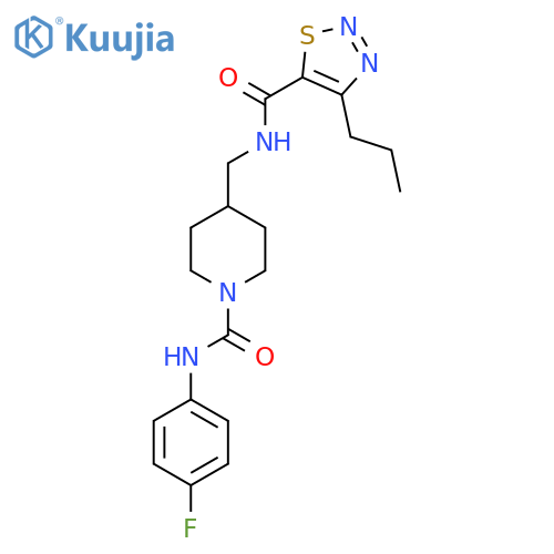 N-(4-fluorophenyl)-4-{(4-propyl-1,2,3-thiadiazol-5-yl)formamidomethyl}piperidine-1-carboxamide structure
