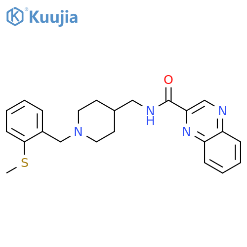 N-(1-{2-(methylsulfanyl)phenylmethyl}piperidin-4-yl)methylquinoxaline-2-carboxamide structure