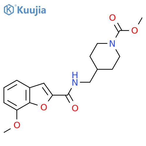 methyl 4-{(7-methoxy-1-benzofuran-2-yl)formamidomethyl}piperidine-1-carboxylate structure