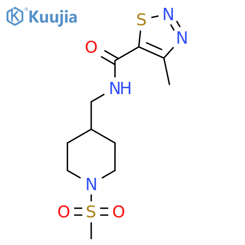 N-[(1-methanesulfonylpiperidin-4-yl)methyl]-4-methyl-1,2,3-thiadiazole-5-carboxamide structure