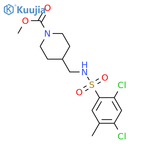 methyl 4-[(2,4-dichloro-5-methylbenzenesulfonamido)methyl]piperidine-1-carboxylate structure