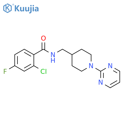 2-chloro-4-fluoro-N-{1-(pyrimidin-2-yl)piperidin-4-ylmethyl}benzamide structure