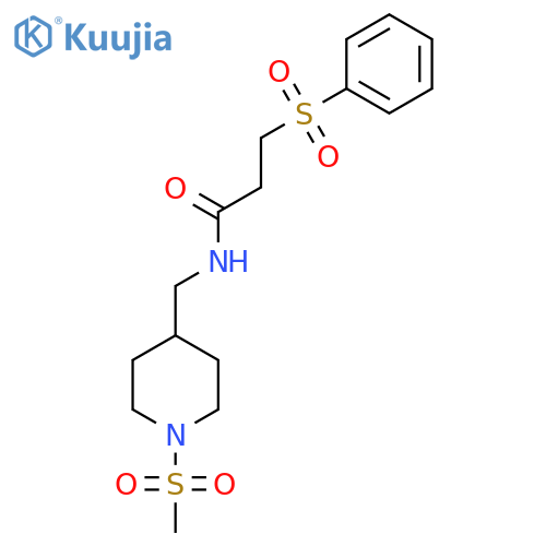 3-(benzenesulfonyl)-N-(1-methanesulfonylpiperidin-4-yl)methylpropanamide structure