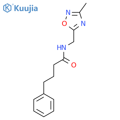 N-(3-methyl-1,2,4-oxadiazol-5-yl)methyl-4-phenylbutanamide structure