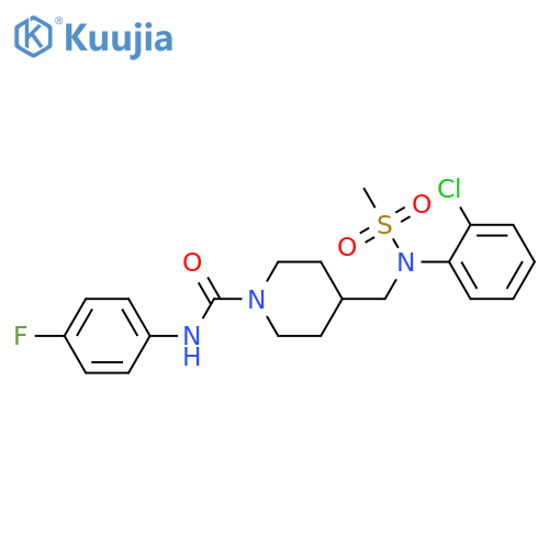 4-{[(2-chlorophenyl)methanesulfonamido]methyl}-N-(4-fluorophenyl)piperidine-1-carboxamide structure