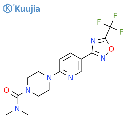 N,N-dimethyl-4-{5-5-(trifluoromethyl)-1,2,4-oxadiazol-3-ylpyridin-2-yl}piperazine-1-carboxamide structure