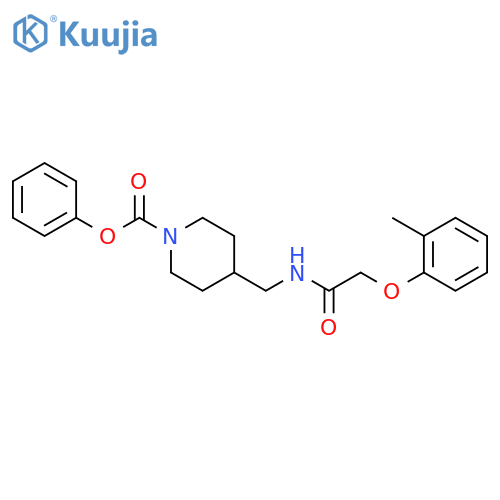 phenyl 4-{2-(2-methylphenoxy)acetamidomethyl}piperidine-1-carboxylate structure