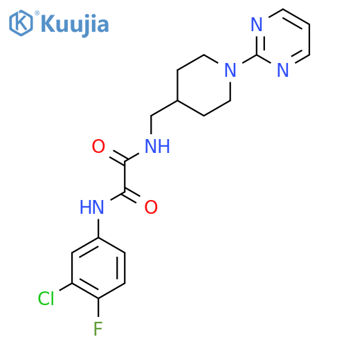 N'-(3-chloro-4-fluorophenyl)-N-{1-(pyrimidin-2-yl)piperidin-4-ylmethyl}ethanediamide structure