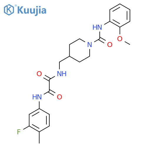 N'-(3-fluoro-4-methylphenyl)-N-({1-(2-methoxyphenyl)carbamoylpiperidin-4-yl}methyl)ethanediamide structure