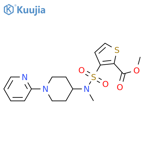methyl 3-({1-(pyridin-2-yl)piperidin-4-ylmethyl}sulfamoyl)thiophene-2-carboxylate structure