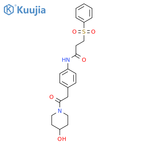 3-(benzenesulfonyl)-N-{4-2-(4-hydroxypiperidin-1-yl)-2-oxoethylphenyl}propanamide structure