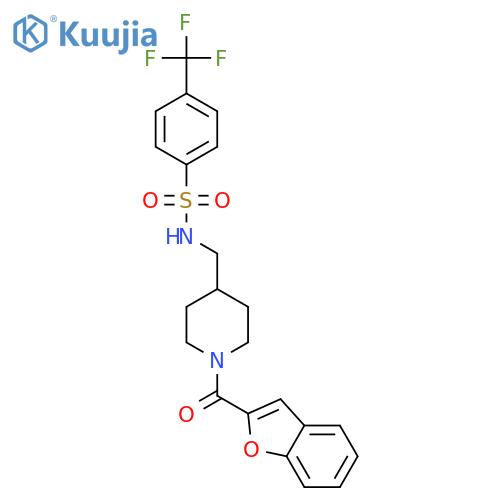 N-{1-(1-benzofuran-2-carbonyl)piperidin-4-ylmethyl}-4-(trifluoromethyl)benzene-1-sulfonamide structure