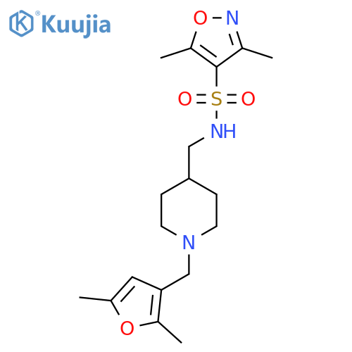 N-({1-[(2,5-dimethylfuran-3-yl)methyl]piperidin-4-yl}methyl)-3,5-dimethyl-1,2-oxazole-4-sulfonamide structure