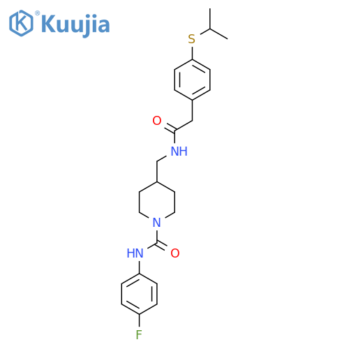 N-(4-fluorophenyl)-4-({2-4-(propan-2-ylsulfanyl)phenylacetamido}methyl)piperidine-1-carboxamide structure