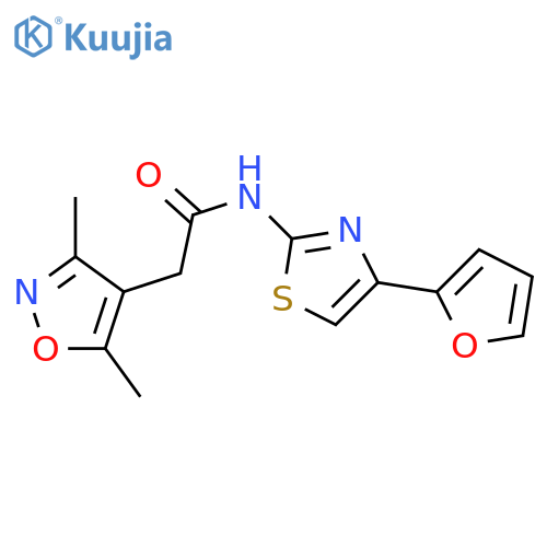 2-(3,5-dimethyl-1,2-oxazol-4-yl)-N-4-(furan-2-yl)-1,3-thiazol-2-ylacetamide structure