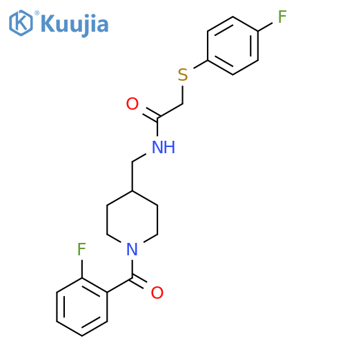 N-{1-(2-fluorobenzoyl)piperidin-4-ylmethyl}-2-(4-fluorophenyl)sulfanylacetamide structure