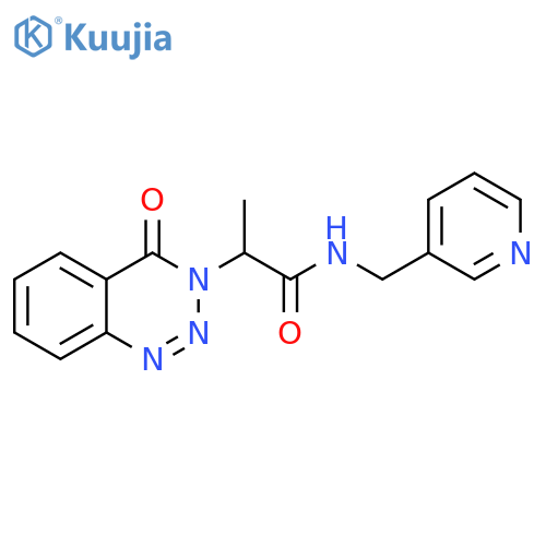 2-(4-oxo-3,4-dihydro-1,2,3-benzotriazin-3-yl)-N-(pyridin-3-yl)methylpropanamide structure