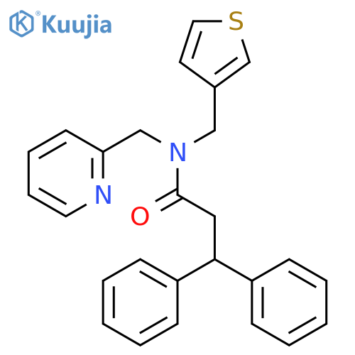 3,3-diphenyl-N-(pyridin-2-yl)methyl-N-(thiophen-3-yl)methylpropanamide structure
