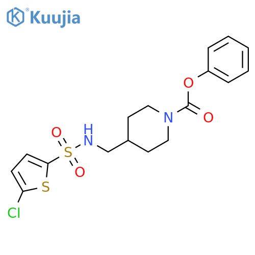 phenyl 4-(5-chlorothiophene-2-sulfonamido)methylpiperidine-1-carboxylate structure