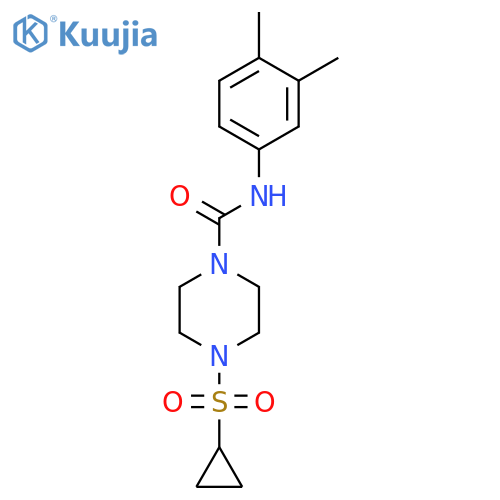 4-(cyclopropanesulfonyl)-N-(3,4-dimethylphenyl)piperazine-1-carboxamide structure