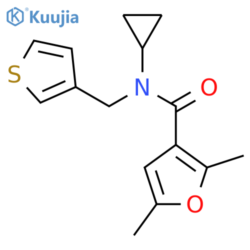 N-cyclopropyl-2,5-dimethyl-N-(thiophen-3-yl)methylfuran-3-carboxamide structure