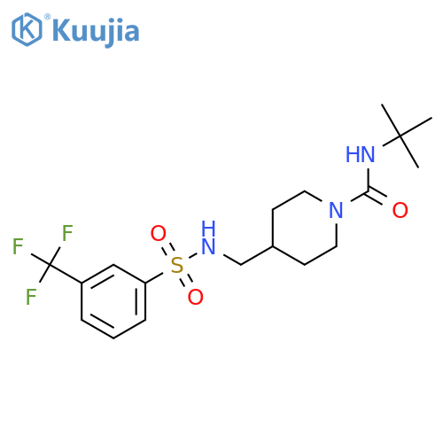 N-tert-butyl-4-{3-(trifluoromethyl)benzenesulfonamidomethyl}piperidine-1-carboxamide structure