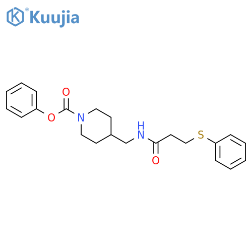 phenyl 4-{3-(phenylsulfanyl)propanamidomethyl}piperidine-1-carboxylate structure