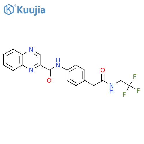 N-(4-{(2,2,2-trifluoroethyl)carbamoylmethyl}phenyl)quinoxaline-2-carboxamide structure