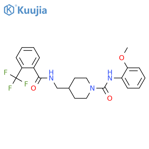 N-(2-methoxyphenyl)-4-({2-(trifluoromethyl)phenylformamido}methyl)piperidine-1-carboxamide structure