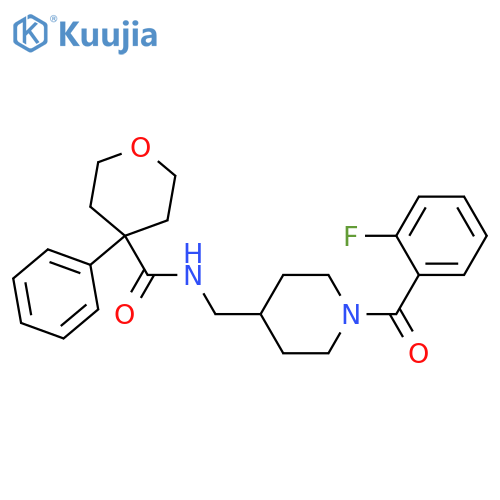 N-{1-(2-fluorobenzoyl)piperidin-4-ylmethyl}-4-phenyloxane-4-carboxamide structure