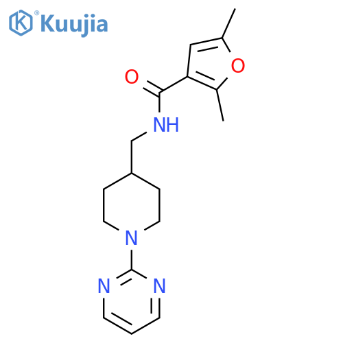 2,5-dimethyl-N-{1-(pyrimidin-2-yl)piperidin-4-ylmethyl}furan-3-carboxamide structure