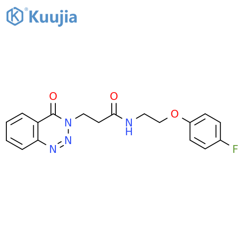 N-2-(4-fluorophenoxy)ethyl-3-(4-oxo-3,4-dihydro-1,2,3-benzotriazin-3-yl)propanamide structure