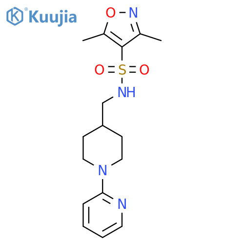 3,5-dimethyl-N-{1-(pyridin-2-yl)piperidin-4-ylmethyl}-1,2-oxazole-4-sulfonamide structure