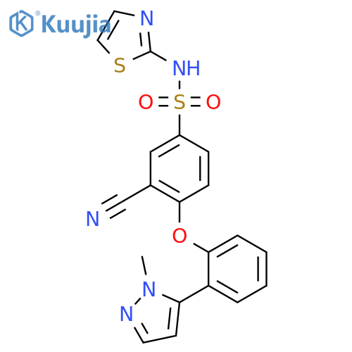 3-cyano-4-[2-(1-methyl-1H-pyrazol-5-yl)phenoxy]-N-(1,3-thiazol-2-yl)benzene-1-sulfonamide structure