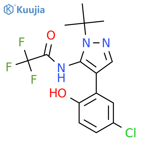 N-(1-(tert-butyl)-4-(5-chloro-2-hydroxyphenyl)-1H-pyrazol-5-yl)-2,2,2-trifluoroacetamide structure