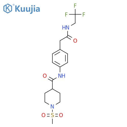 1-methanesulfonyl-N-(4-{(2,2,2-trifluoroethyl)carbamoylmethyl}phenyl)piperidine-4-carboxamide structure